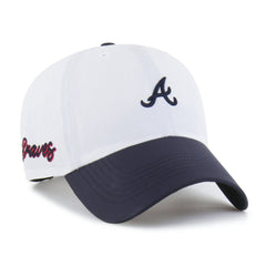 Atlanta Braves '47 Vista Mini Clean Up brrr° Adjustable Hat - White/Navy - 47 brand on Sale