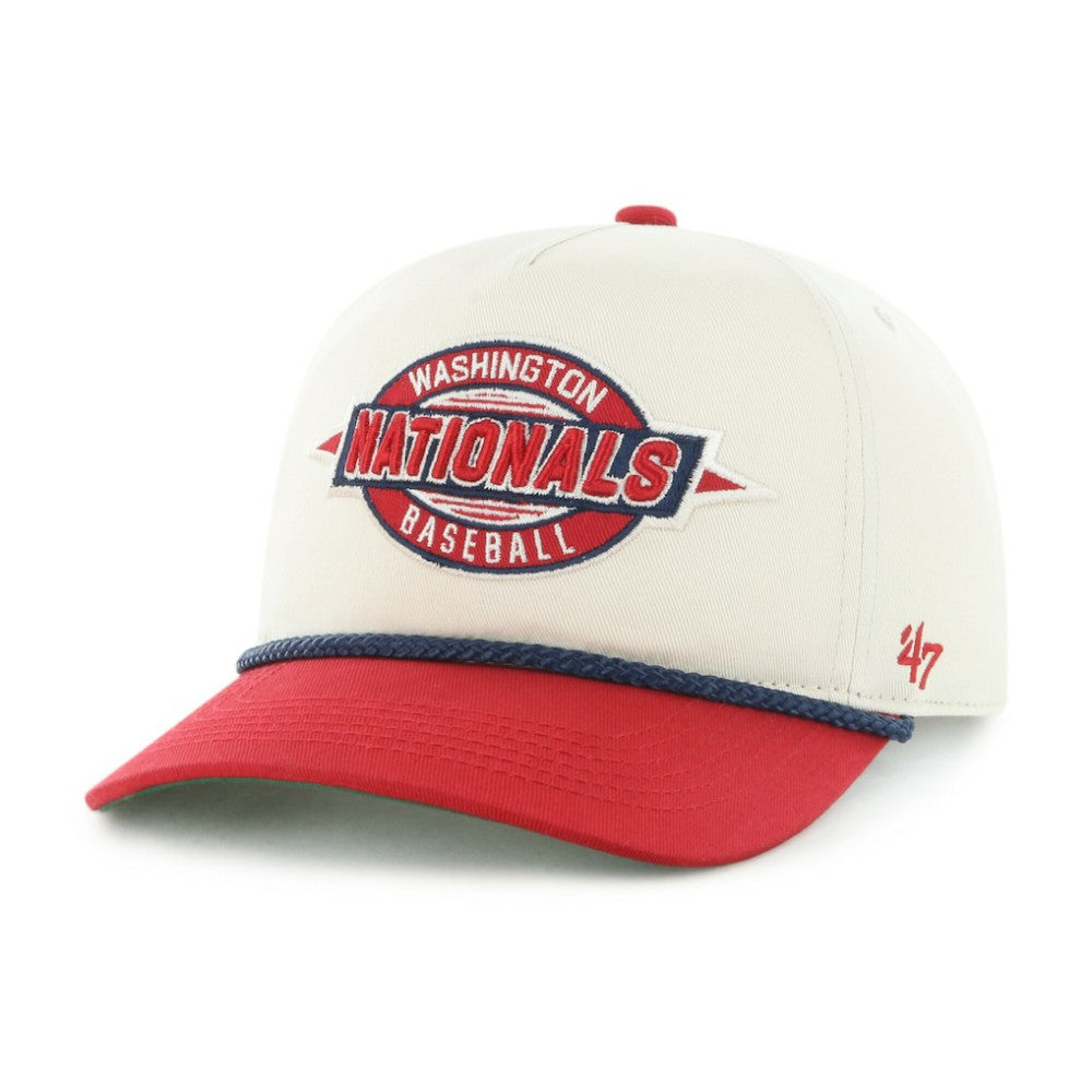 Washington Nationals '47 Youth Frame Out Hitch Adjustable Hat - Natural/Red - 47 brand Lifestyle