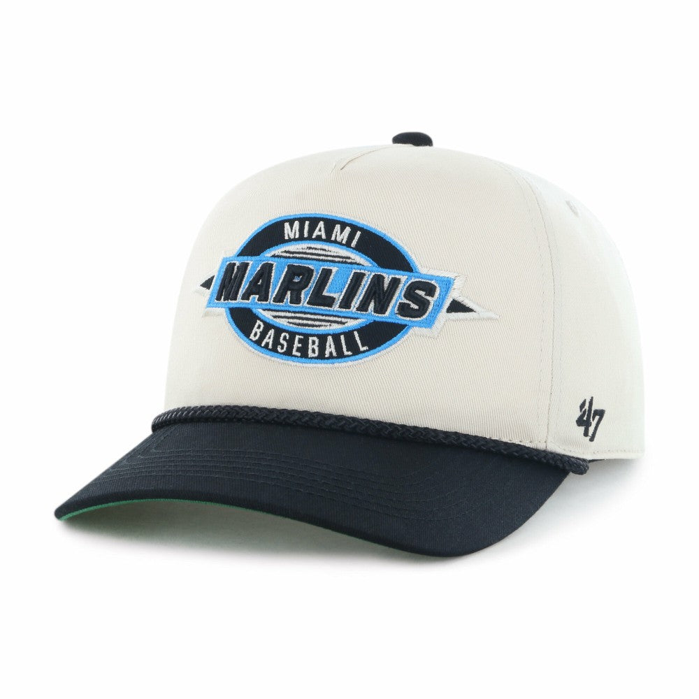 Miami Marlins '47 Youth Frame Out Hitch Adjustable Hat - Natural/Black - 47 brand Discount