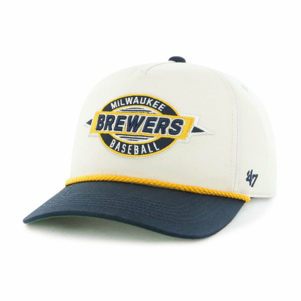 Milwaukee Brewers '47 Youth Frame Out Hitch Adjustable Hat - Natural/Navy - 47 brand Online