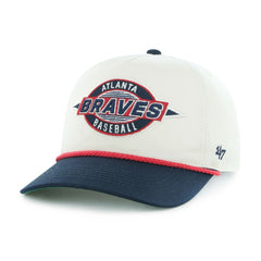 Atlanta Braves '47 Youth Frame Out Hitch Adjustable Hat - Natural/Navy - 47 brand Lifestyle