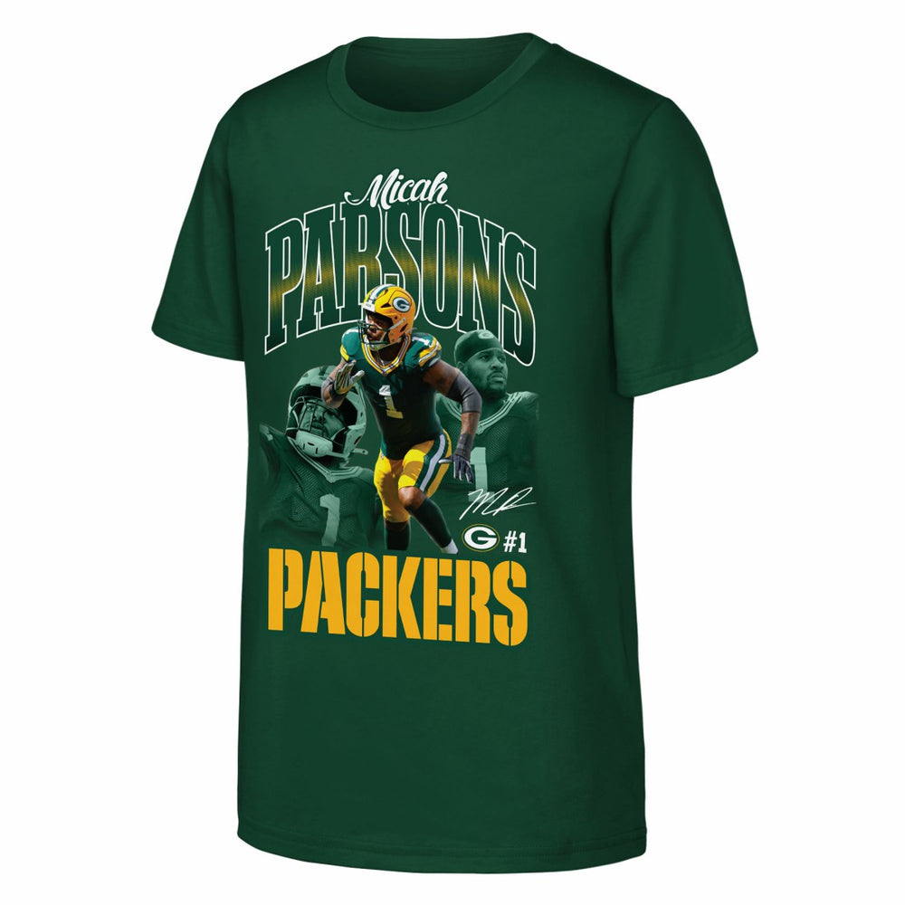 Micah Parsons Green Bay Packers Outerstuff Youth Triple Pic T-Shirt Green