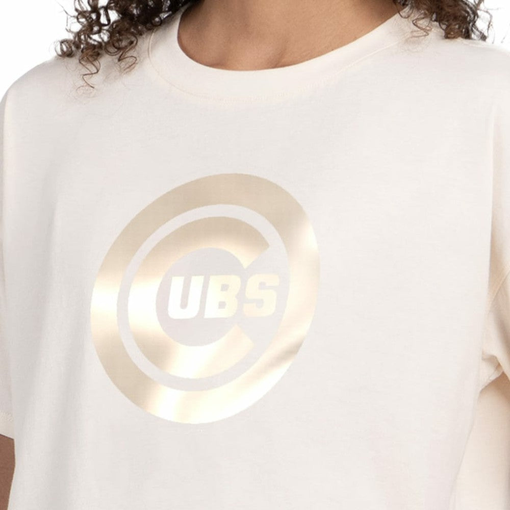 Chicago Cubs Starter Women's Pastels Boxy Cropped T-Shirt - Cream - MLB Sale