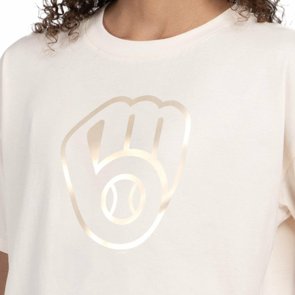 Milwaukee Brewers Starter Women's Pastels Boxy Cropped T-Shirt - Cream - MLB on Sale