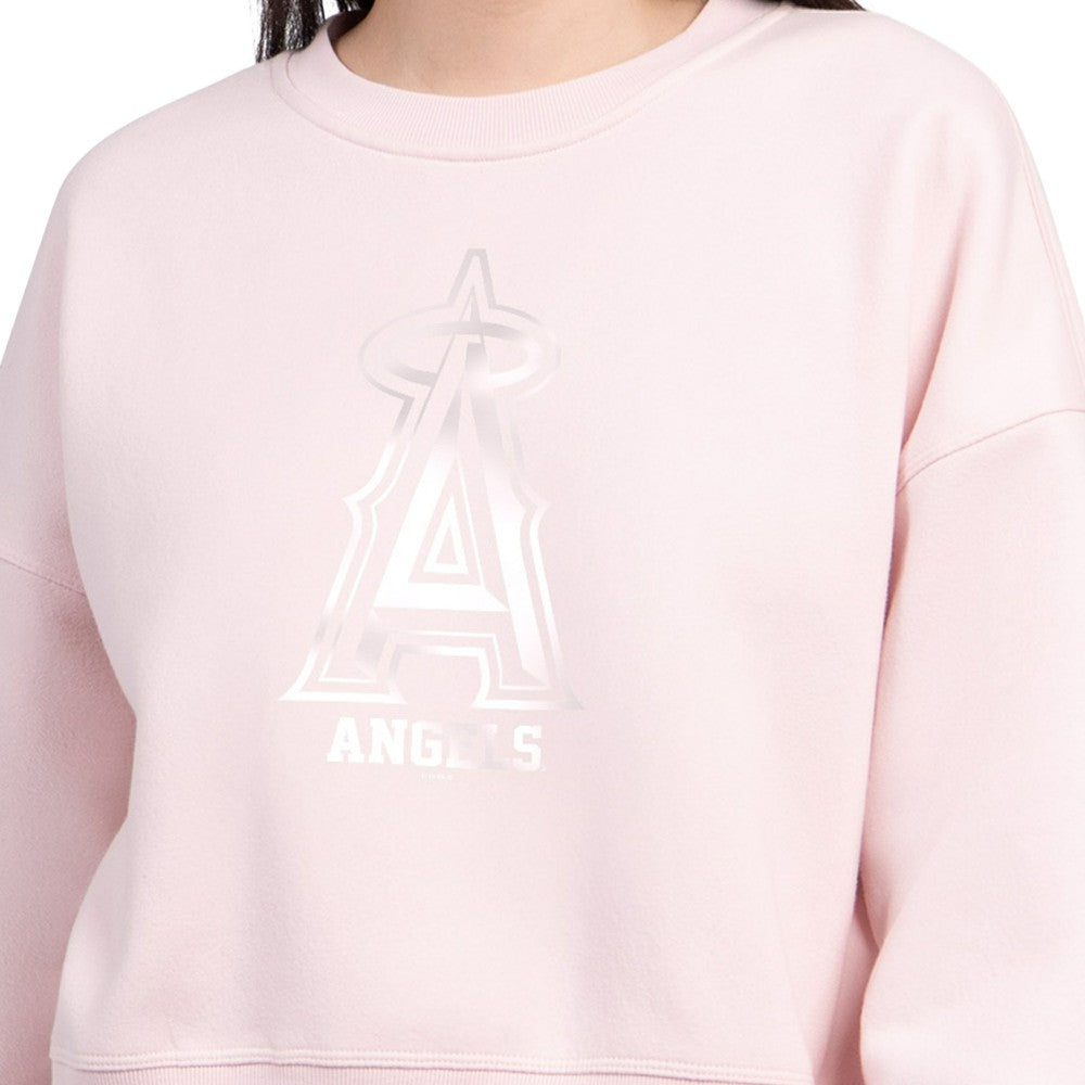 Los Angeles Angels Starter Women's Pastels Boxy Fleece Sweatshirt - Light Pink - MLB Lifestyle