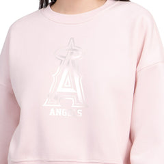 Los Angeles Angels Starter Women's Pastels Boxy Fleece Sweatshirt - Light Pink - MLB Lifestyle