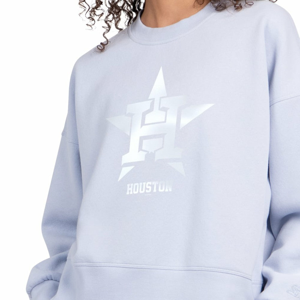 Houston Astros Starter Women's Pastels Boxy Fleece Sweatshirt - Light Blue - MLB Lifestyle