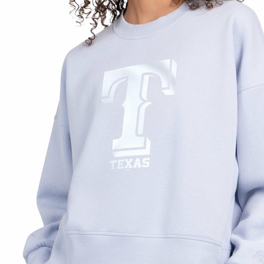 Texas Rangers Starter Women's Pastels Boxy Fleece Sweatshirt - Light Blue - MLB Online