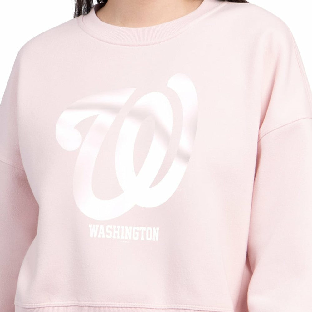 Washington Nationals Starter Women's Pastels Boxy Fleece Sweatshirt - Light Pink - MLB on Sale