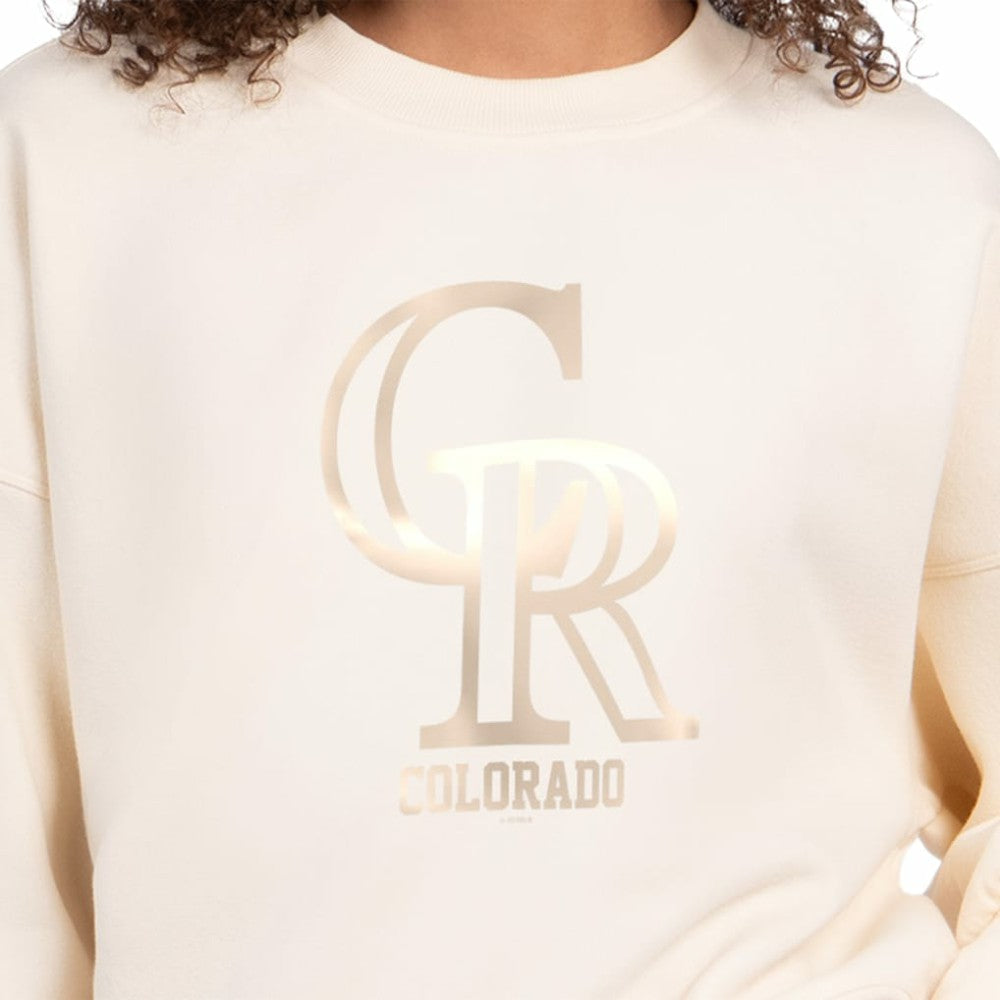 Colorado Rockies Starter Women's Pastels Boxy Fleece Sweatshirt - Cream - MLB Lifestyle