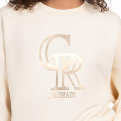 Colorado Rockies Starter Women's Pastels Boxy Fleece Sweatshirt - Cream - MLB Lifestyle