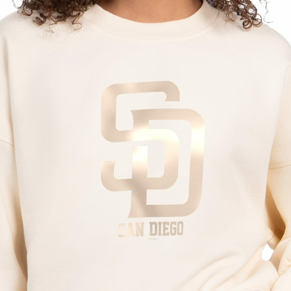 San Diego Padres Starter Women's Pastels Boxy Fleece Sweatshirt - Cream - MLB on Sale