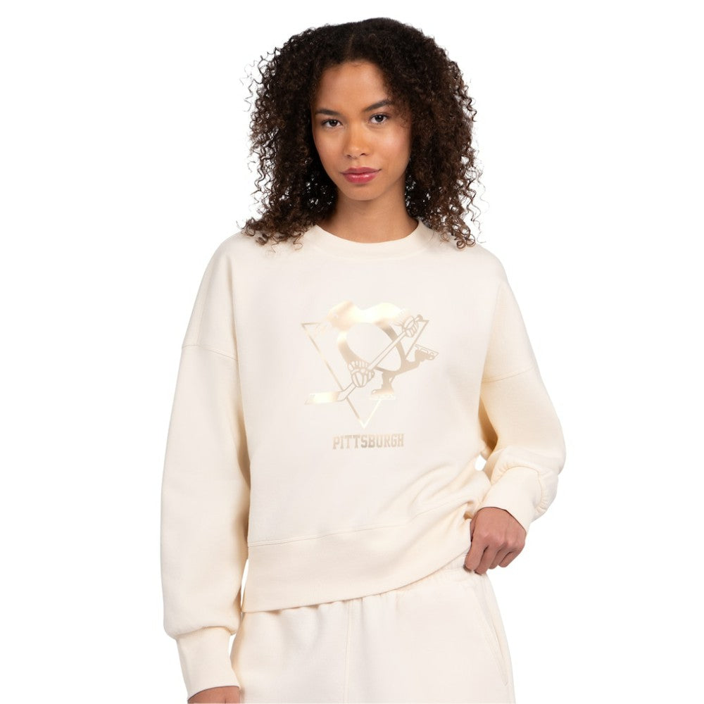 Pittsburgh Penguins Starter Women's Boxy Cropped Sweatshirt - Cream - NHL 203459797