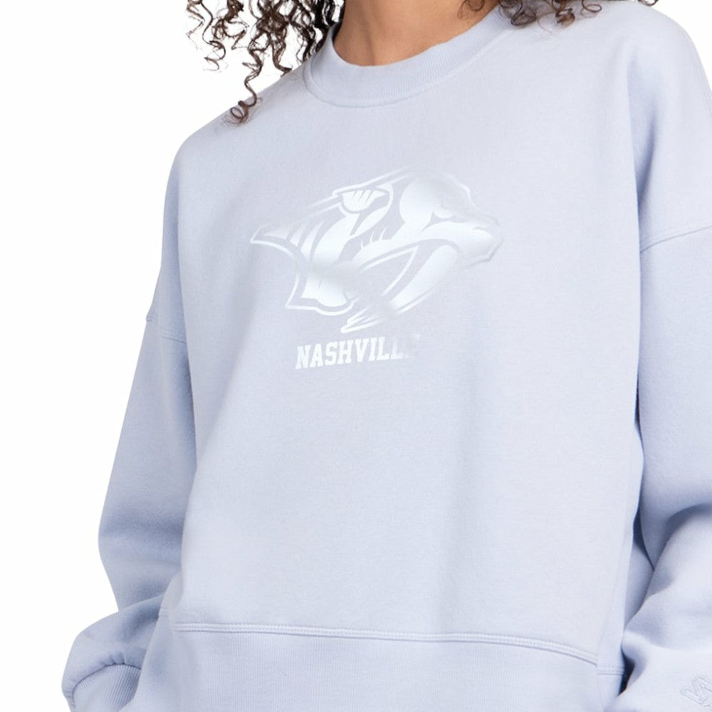 Nashville Predators Starter Women's Boxy Cropped Sweatshirt - Blue - NHL 203459804