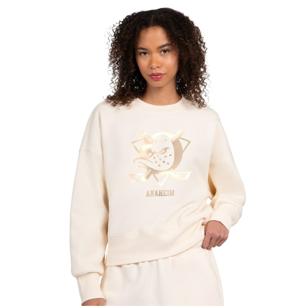 Anaheim Ducks Starter Women's Boxy Cropped Sweatshirt - Cream - NHL 203459810