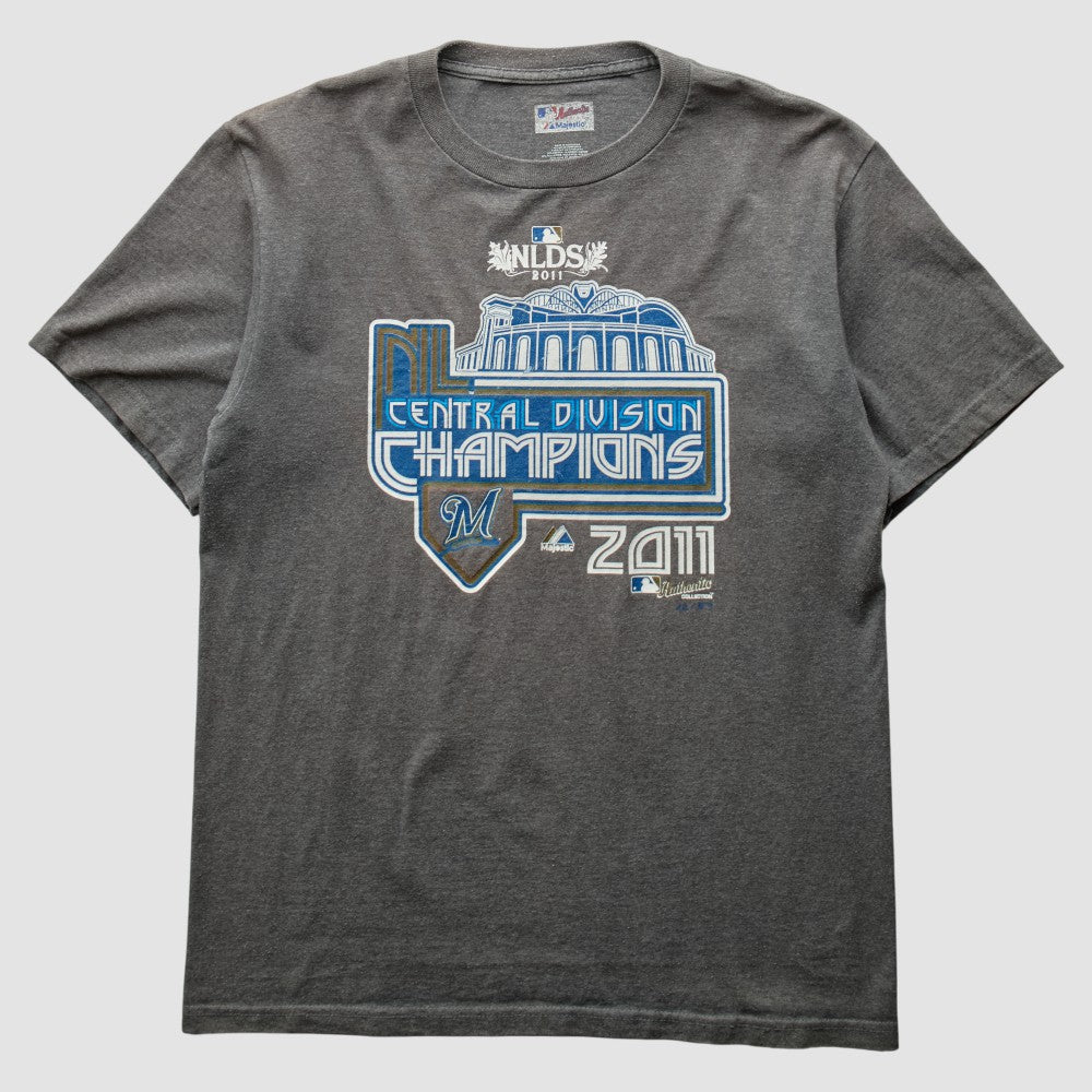 Milwaukee Brewers Majestic 2011 T-Shirt - Gray - Vintage - Fanatics Discount