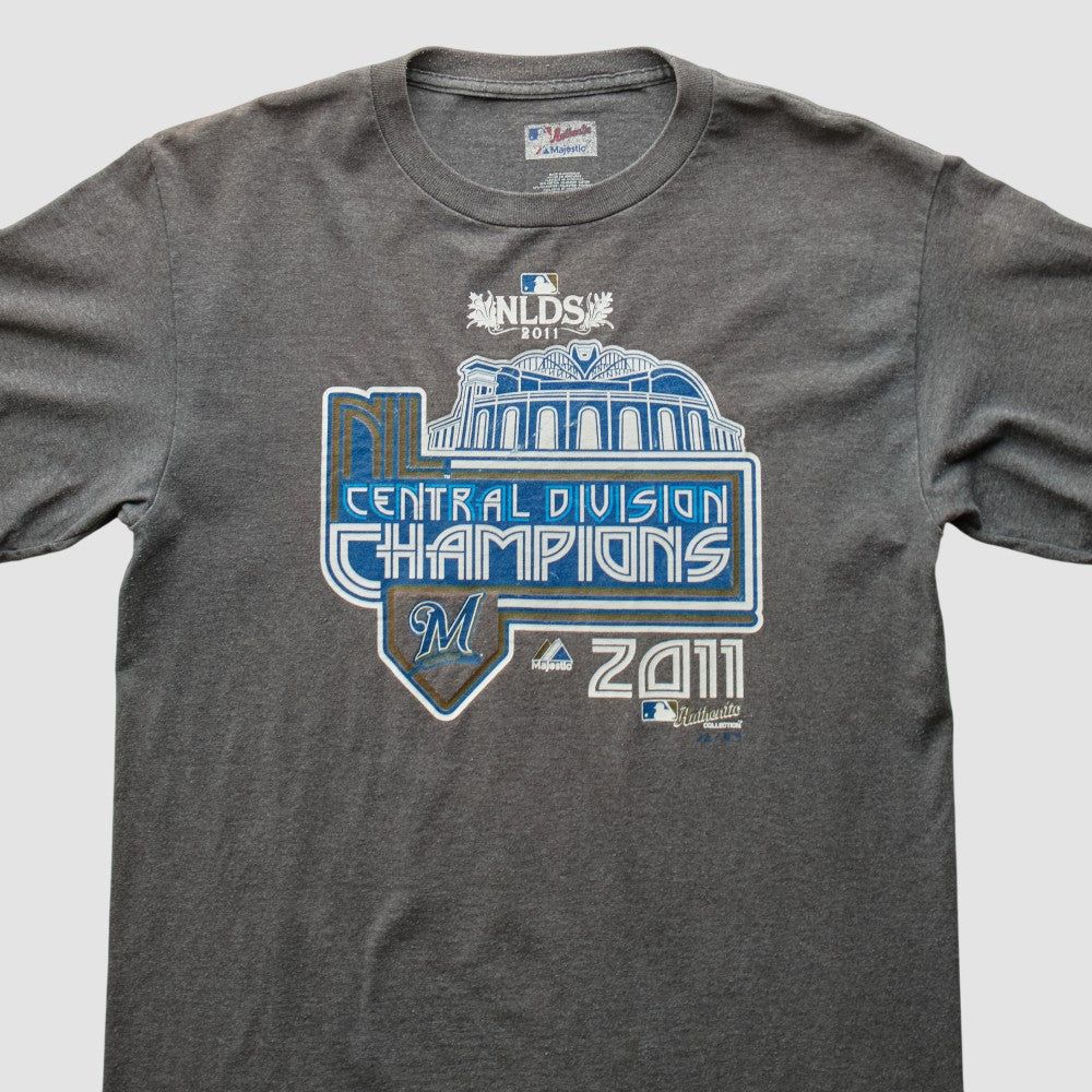 Milwaukee Brewers Majestic 2011 T-Shirt - Gray - Vintage - Fanatics Discount