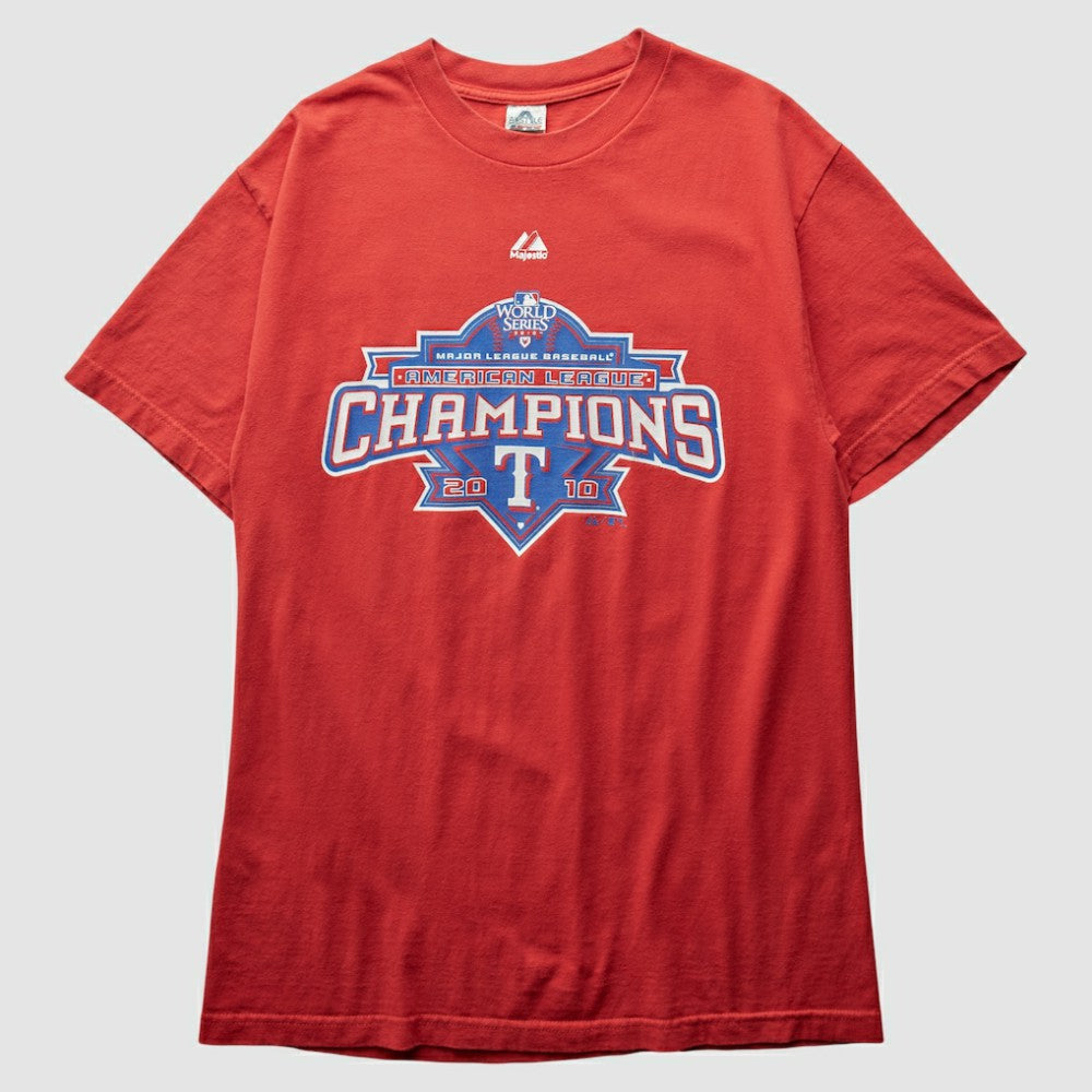 Texas Rangers Majestic 2010 T-Shirt - Red - Vintage - Fanatics on Sale