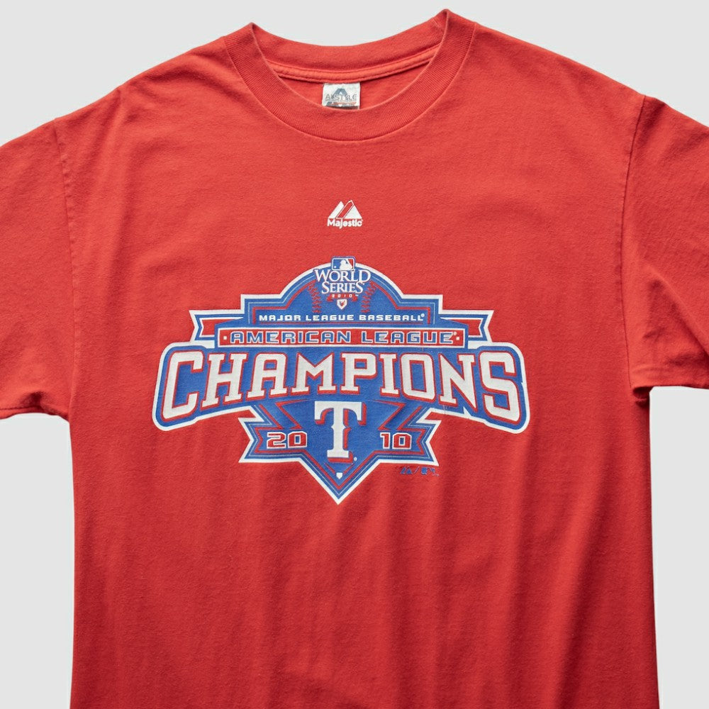 Texas Rangers Majestic 2010 T-Shirt - Red - Vintage - Fanatics on Sale