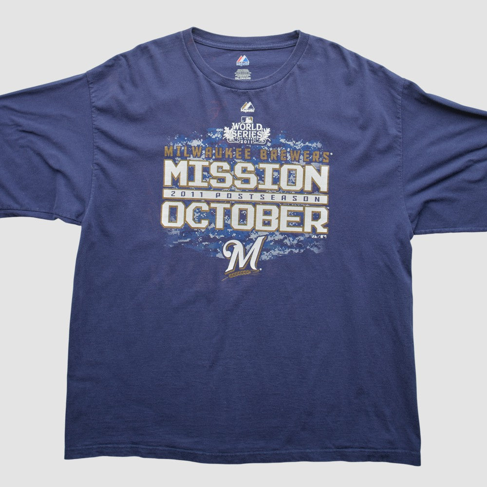 Milwaukee Brewers Majestic 2011 Long Sleeve T-Shirt - Blue - 2XVintage - Fanatics Online