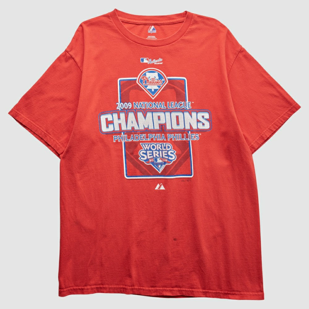 Philadelphia Phillies Majestic 2009 T-Shirt - Red - Vintage - Fanatics Discount