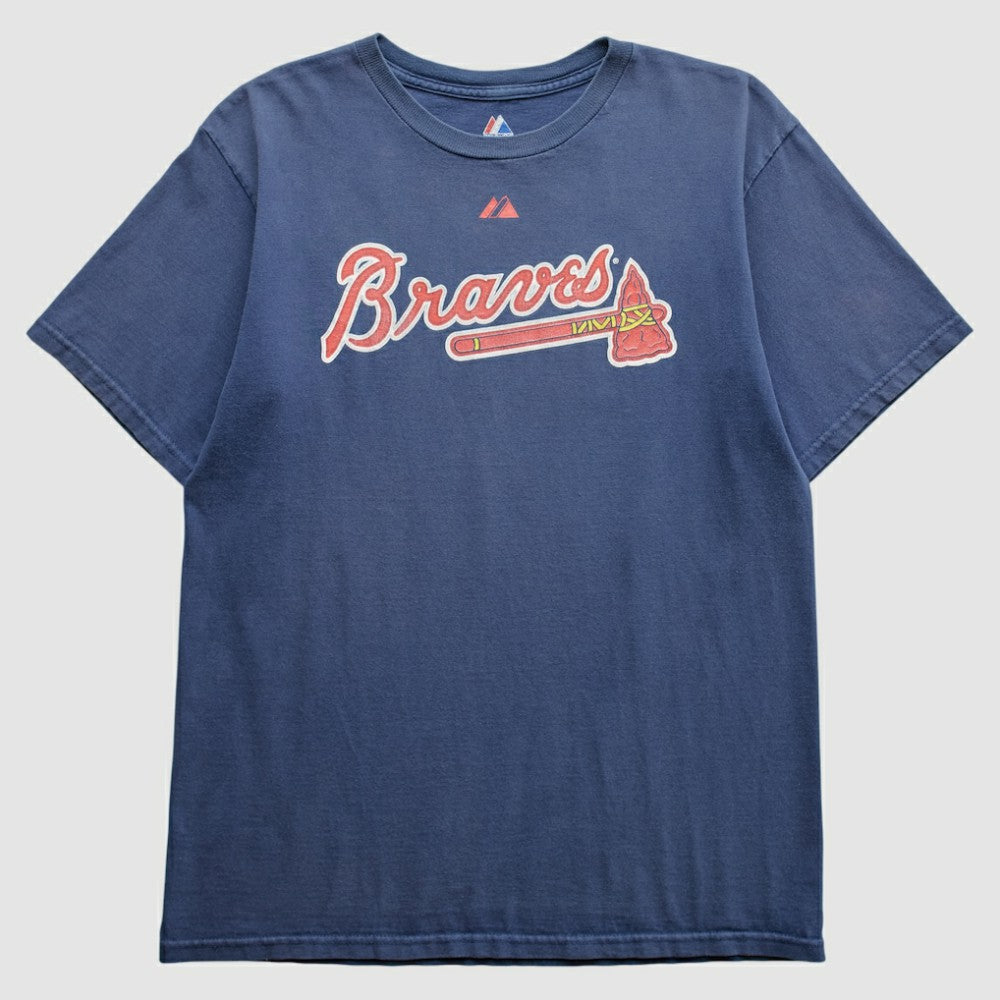 Atlanta Braves Majestic 2000s T-Shirt - Blue - Vintage - Fanatics Discount