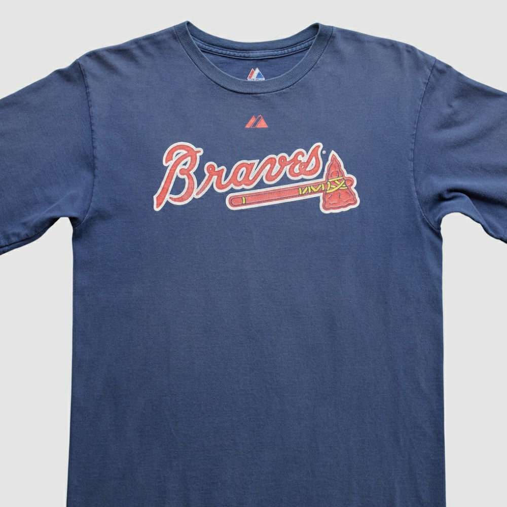 Atlanta Braves Majestic 2000s T-Shirt - Blue - Vintage - Fanatics Discount