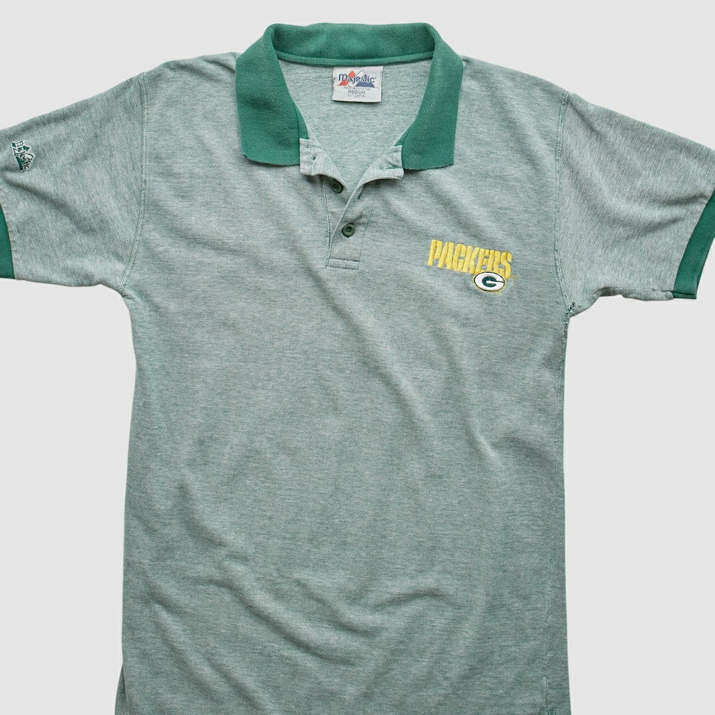Fanatics Green Bay Packers Majestic 90s Polo Heather Gray Vintage
