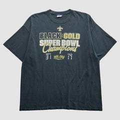 Fanatics New Orleans Saints Reebok 2010 T-Shirt Black Vintage