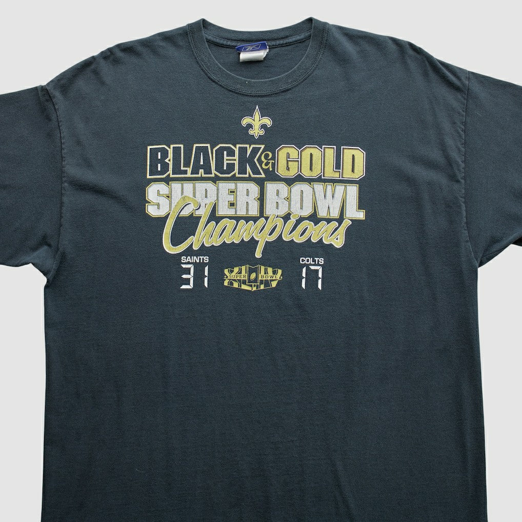 Fanatics New Orleans Saints Reebok 2010 T-Shirt Black Vintage