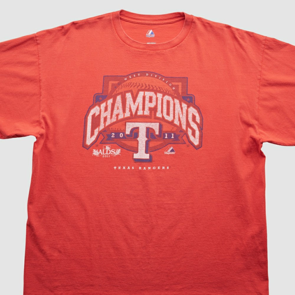 Texas Rangers Majestic 2011 T-Shirt - Red - 2XVintage - Fanatics Sale