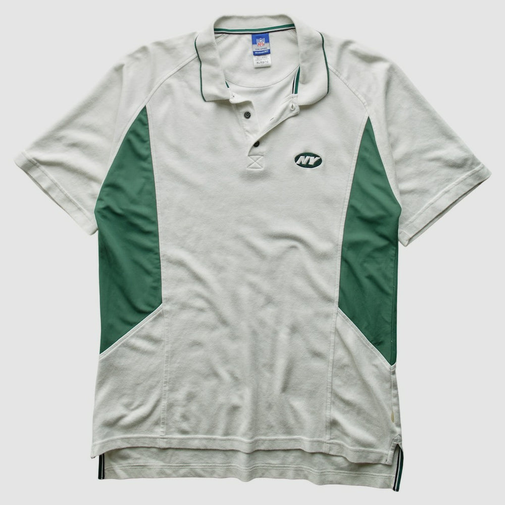 Fanatics New York Jets Reebok 2000s Polo 3 Buttons T-Shirt White Vintage