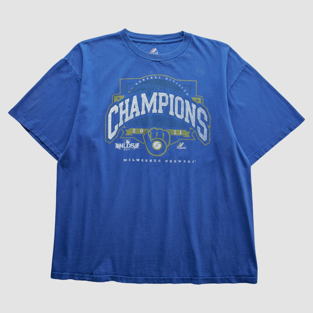 Milwaukee Brewers Majestic 2011 T-Shirt - Blue - Vintage - Fanatics Sale