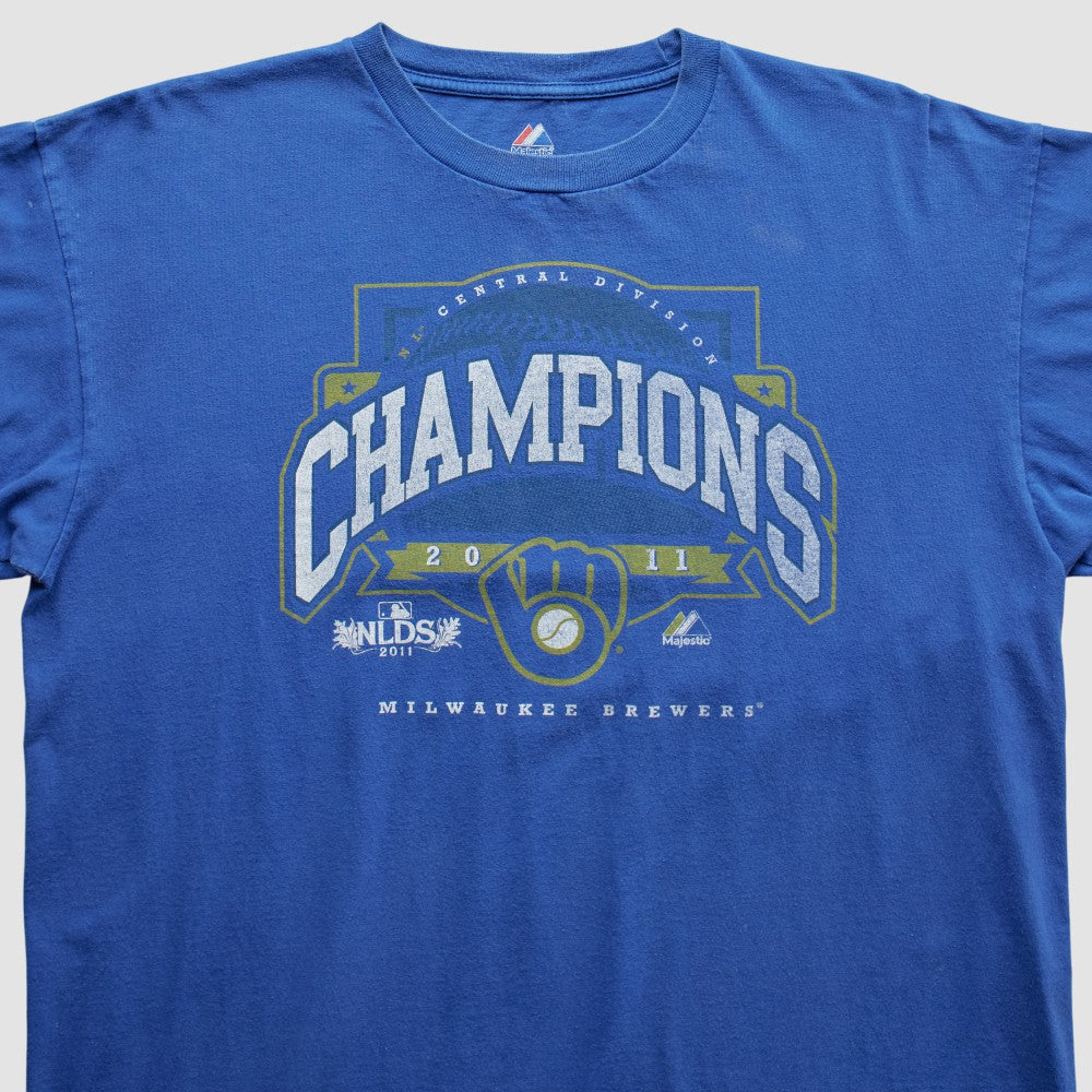 Milwaukee Brewers Majestic 2011 T-Shirt - Blue - Vintage - Fanatics Sale