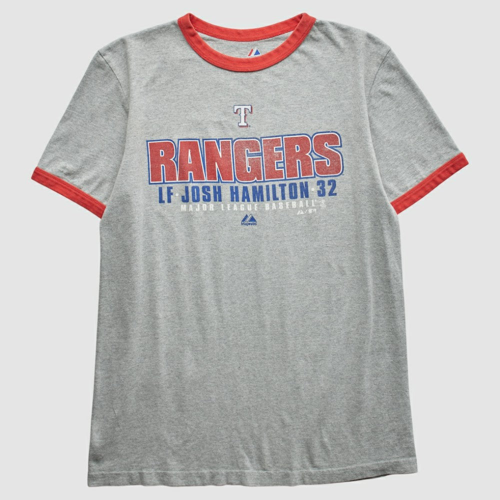 Texas Rangers Majestic 2010 T-Shirt - Heather Gray - Vintage - Fanatics on Sale