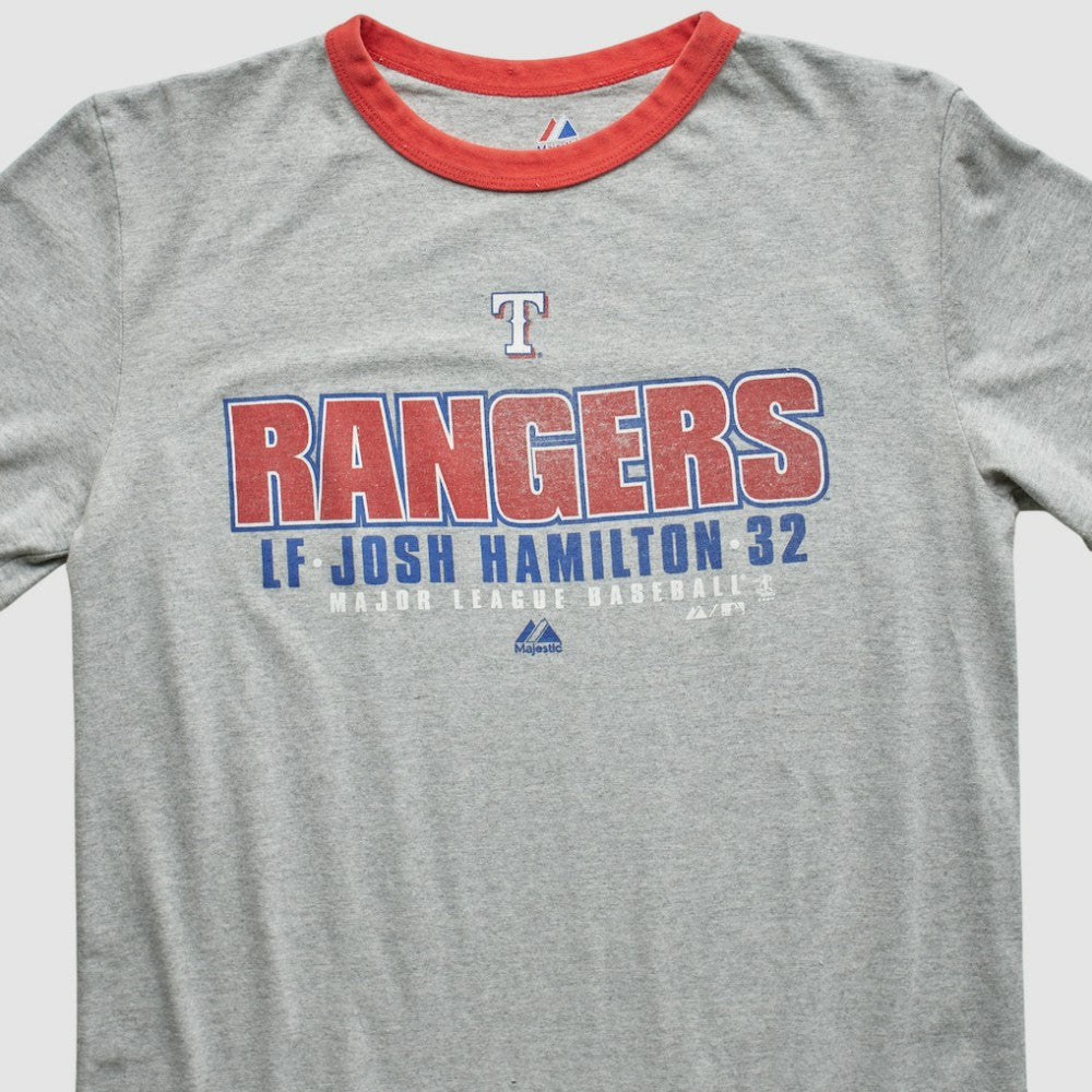 Texas Rangers Majestic 2010 T-Shirt - Heather Gray - Vintage - Fanatics on Sale