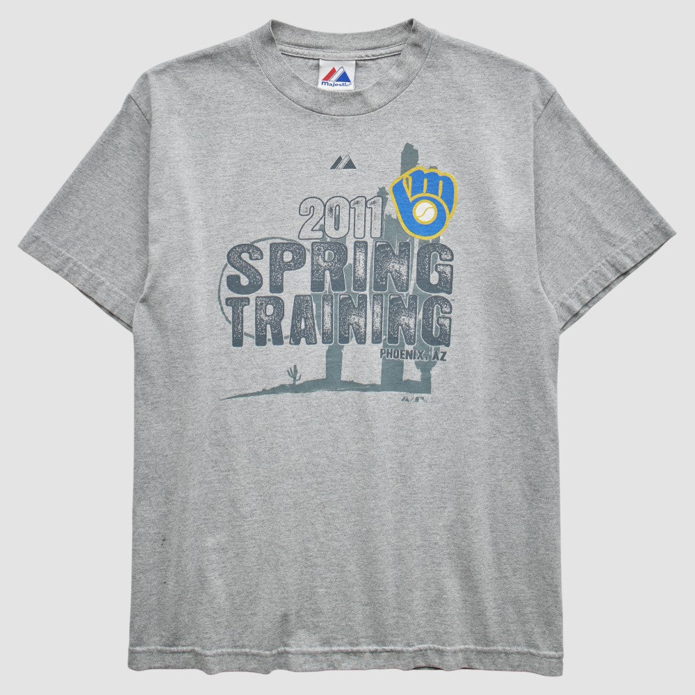 Milwaukee Brewers Majestic 2011 T-Shirt - Gray - Vintage - Fanatics Discount