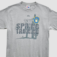 Milwaukee Brewers Majestic 2011 T-Shirt - Gray - Vintage - Fanatics Discount