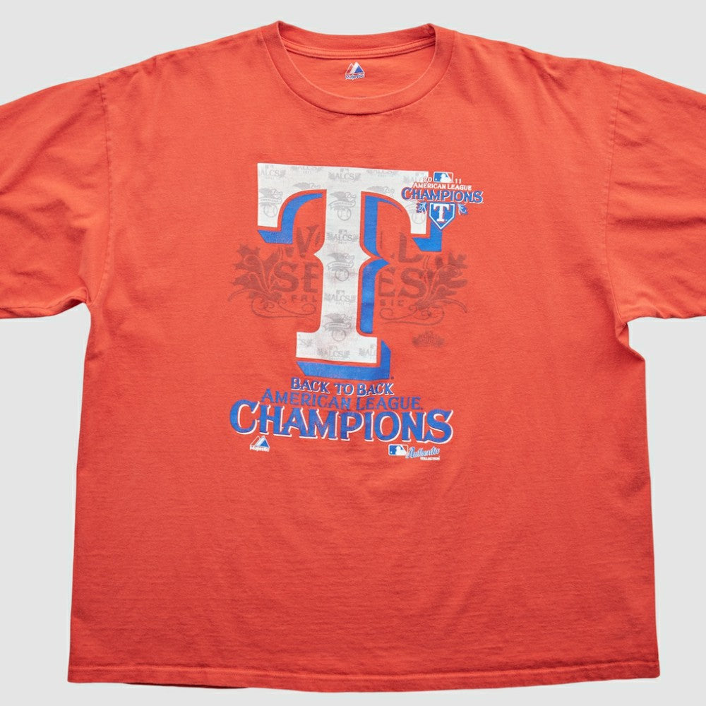 Texas Rangers Majestic 2011 T-Shirt - Orange - 2XVintage - Fanatics Online
