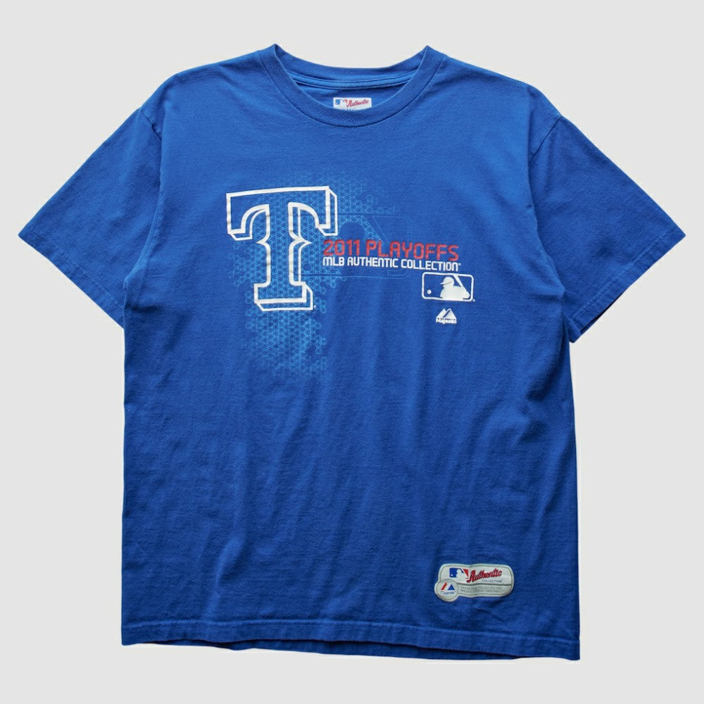 Texas Rangers Majestic 2011 T-Shirt - Blue - Vintage - Fanatics Sale