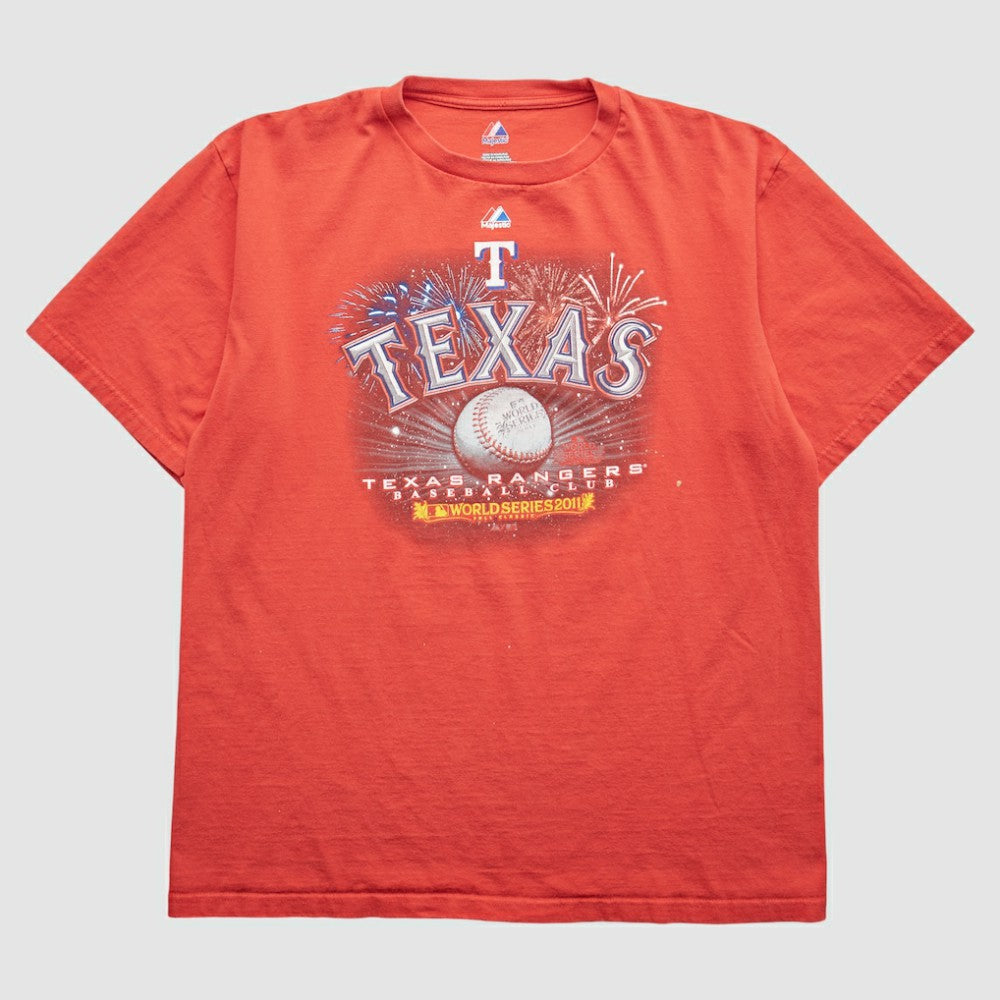 Texas Rangers Majestic 2011 T-Shirt - Red - Vintage - Fanatics Discount