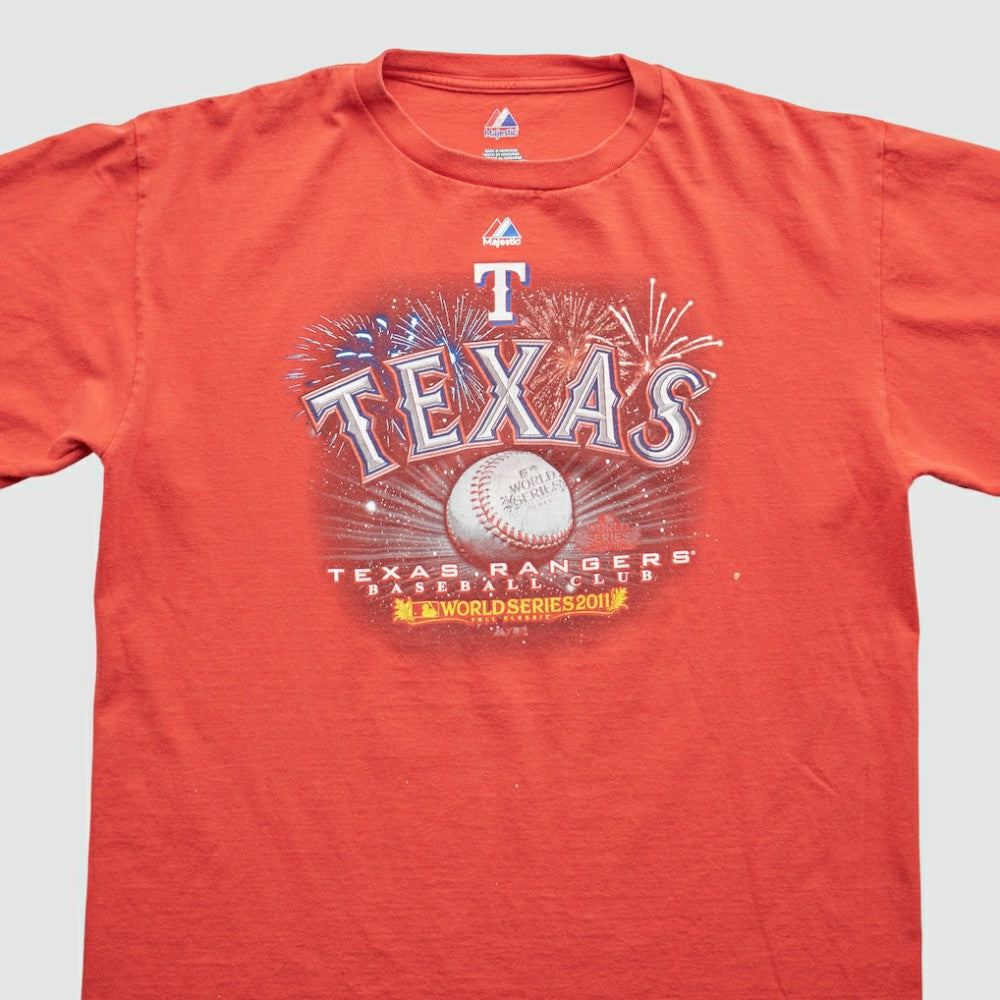 Texas Rangers Majestic 2011 T-Shirt - Red - Vintage - Fanatics Discount