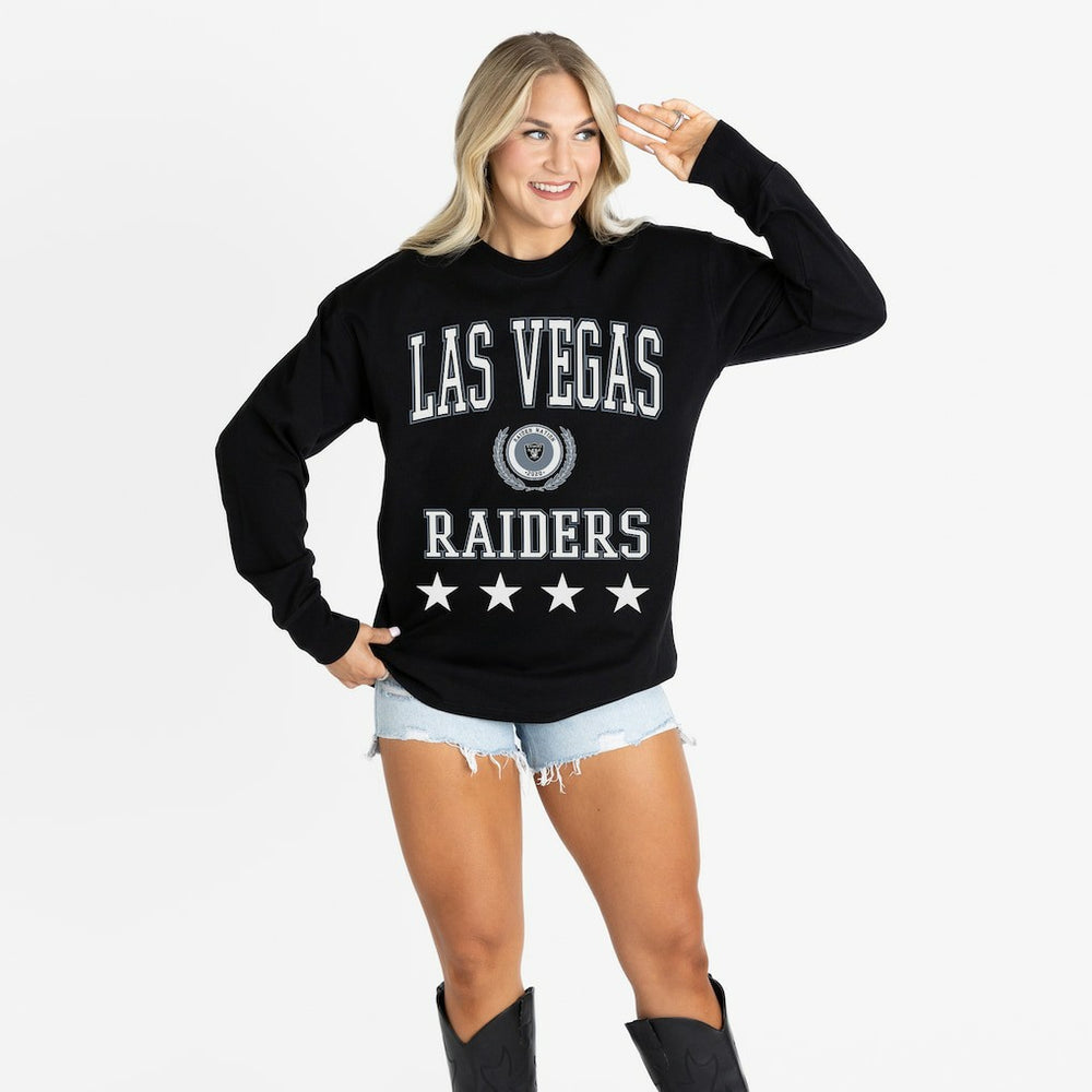 Las Vegas Raiders Gameday Couture Women's Oversized Everyday Star Long Sleeve T-Shirt Black