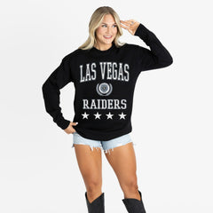 Las Vegas Raiders Gameday Couture Women's Oversized Everyday Star Long Sleeve T-Shirt Black