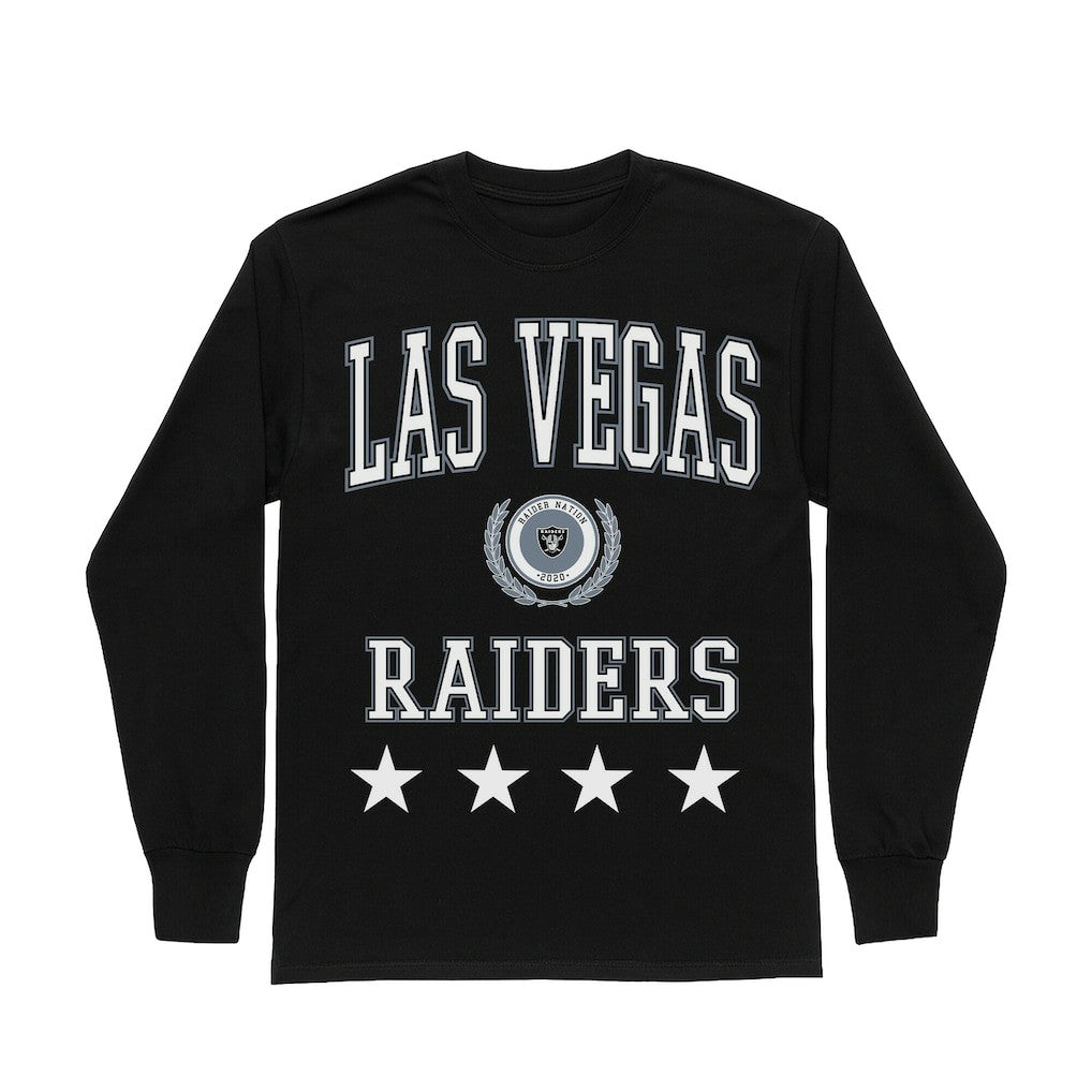 Las Vegas Raiders Gameday Couture Women's Oversized Everyday Star Long Sleeve T-Shirt Black