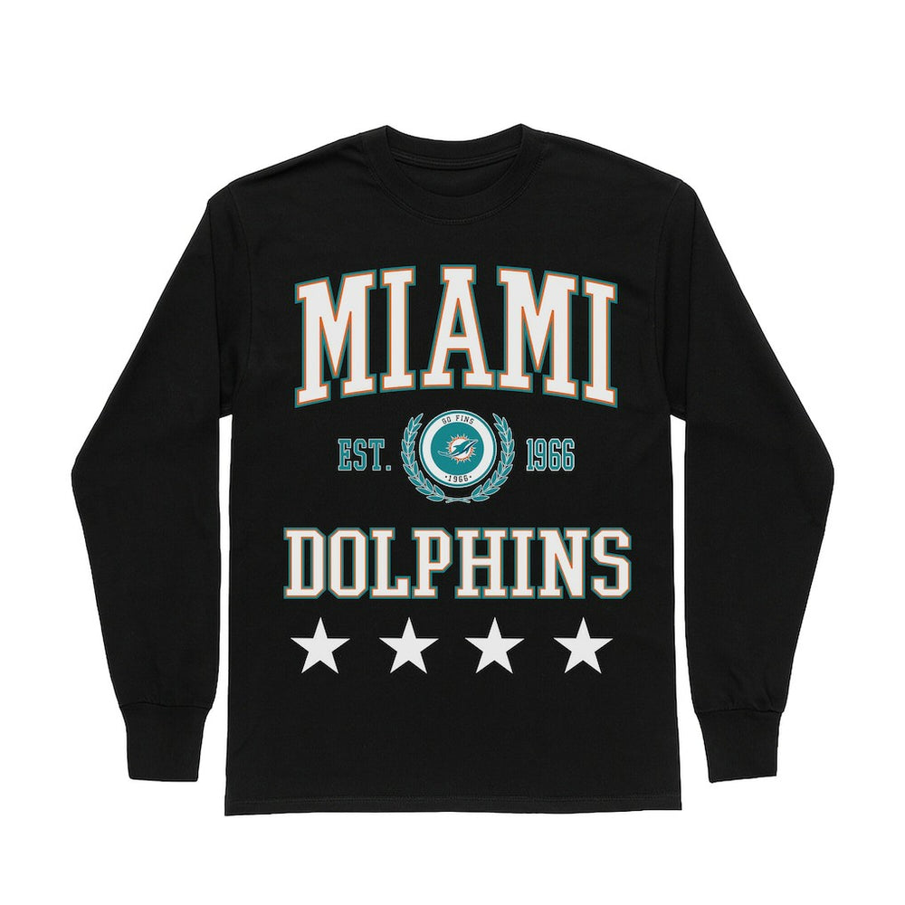Miami Dolphins Gameday Couture Women's Oversized Everyday Star Long Sleeve T-Shirt Black