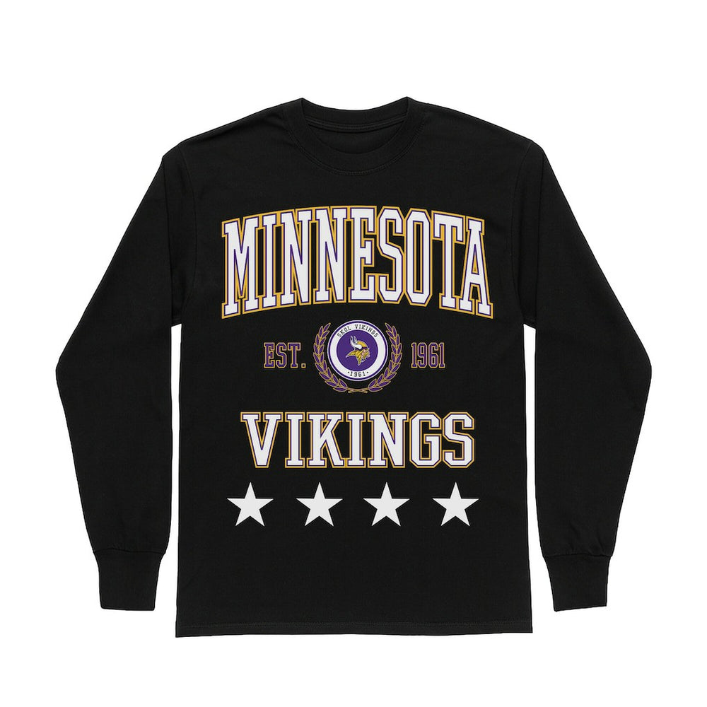 Minnesota Vikings Gameday Couture Women's Oversized Everyday Star Long Sleeve T-Shirt Black