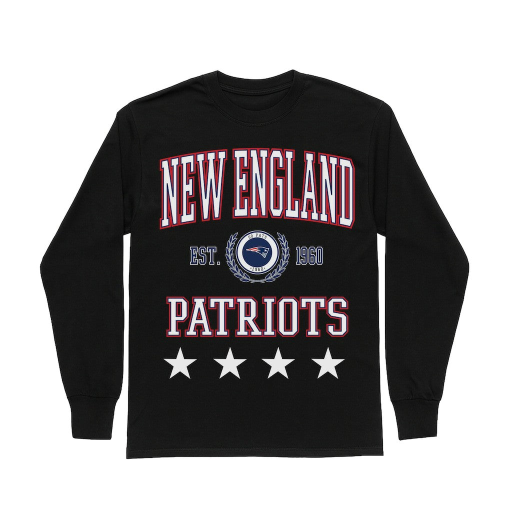 New England Patriots Gameday Couture Women's Oversized Everyday Star Long Sleeve T-Shirt Black