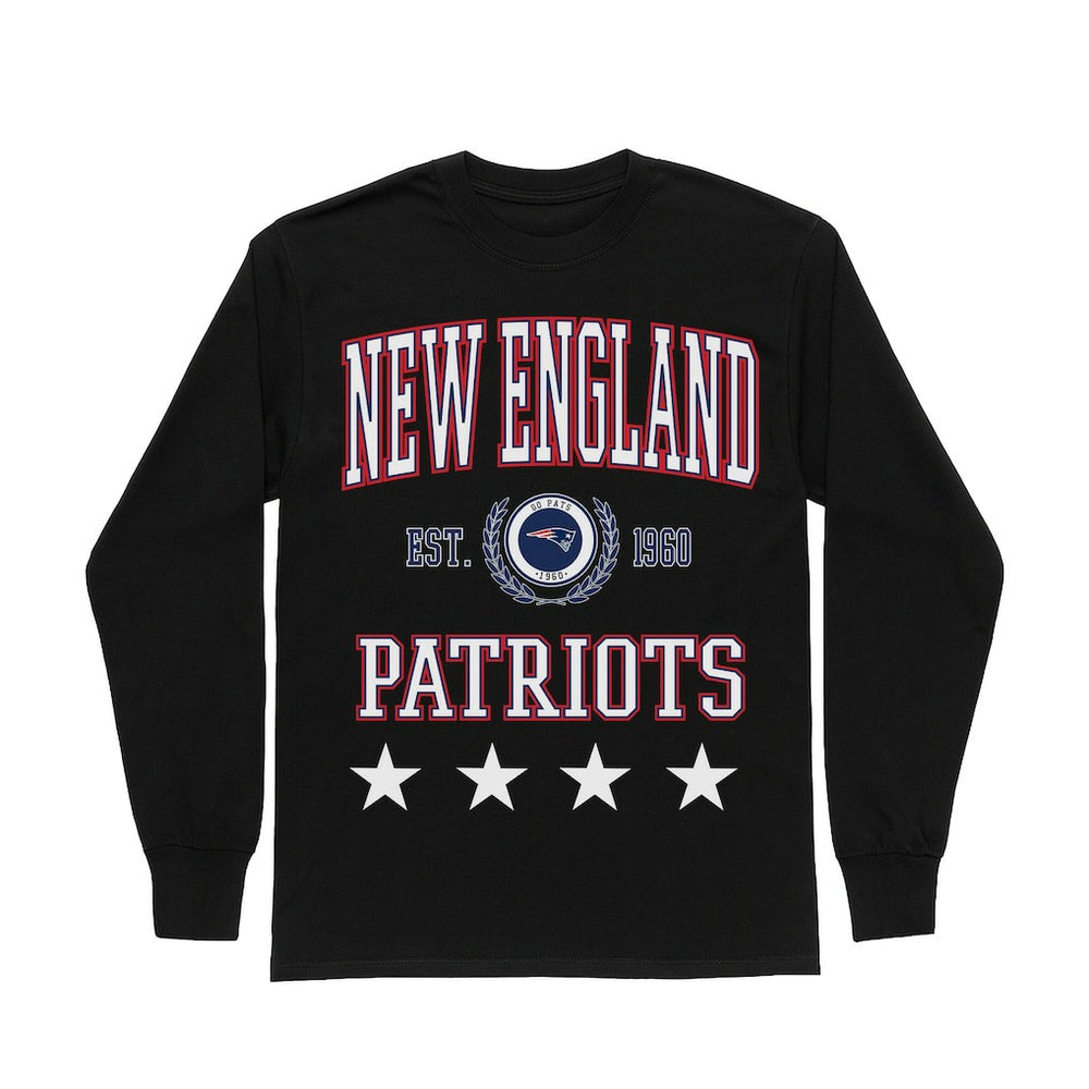 New England Patriots Gameday Couture Women's Oversized Everyday Star Long Sleeve T-Shirt Black