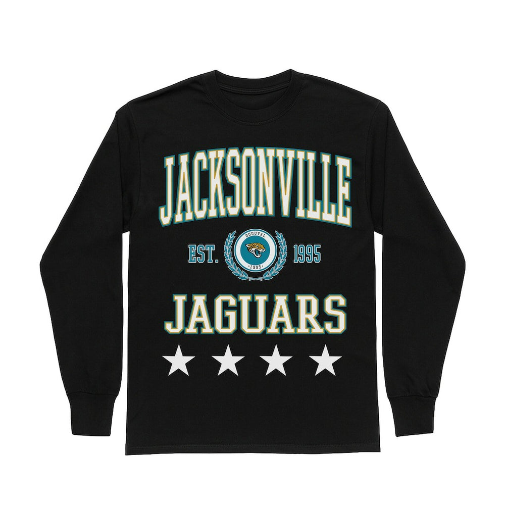 Jacksonville Jaguars Gameday Couture Women's Oversized Everyday Star Long Sleeve T-Shirt Black